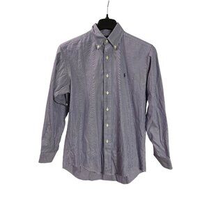 Ralph Lauren Mens Yarmouth Button Down Shirt 14.5 32/33 Purple White Striped